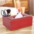 thumbnail image 1 of Bxaolu Tissue Box Cover Rectangle Tissue Box Holder PU Leather Facial Tissue Organizer, Multifunctional Remote Control Stationery Storage Box, Car Home Office Supplies(Red), 1 of 7