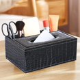 thumbnail image 1 of Bxaolu Tissue Box Cover Rectangle Tissue Box Holder PU Leather Facial Tissue Organizer, Multifunctional Remote Control Stationery Storage Box, Car Home Office Supplies(Black), 1 of 7