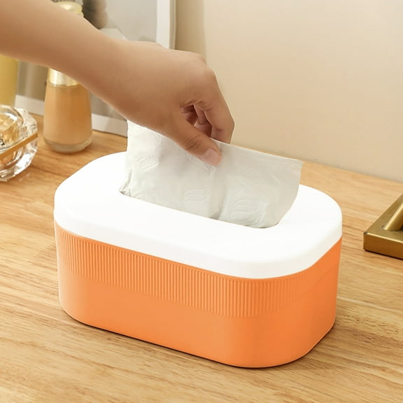 Bxaolu Tissue Box Cover Rectangular Tissue Box Holder for Bathroom, Living Room, Kitchen, Home, Office(Orange)
