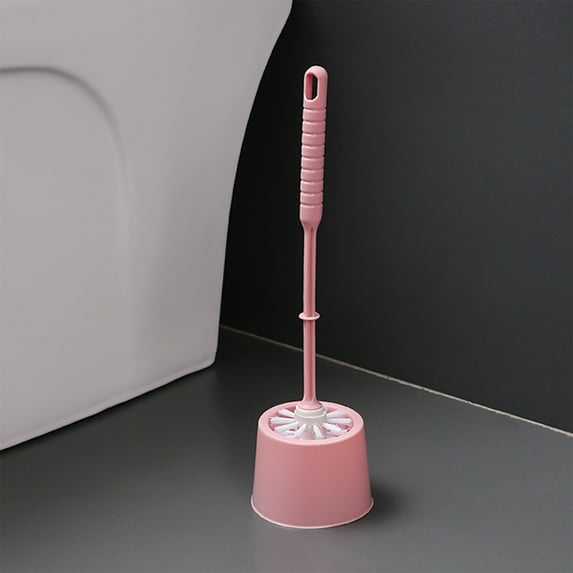Bxaolu Toilet Brush, 1 Pack Toilet Brush and Holder Set, Toilet Bowl Brush Set with 15" Long Handle, Toilet Bowl Brush and Holder for Bathroom (Pink)
