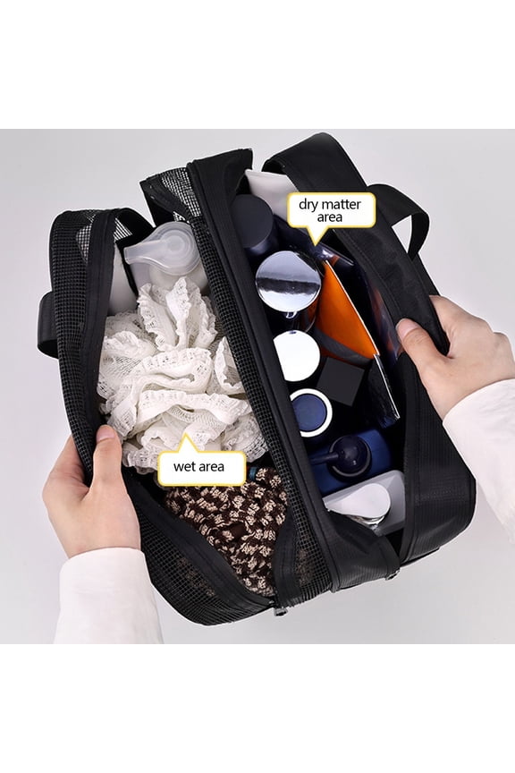 Toiletry Bag for Men, Extra Large Water-resistant Bag with Double Side Full Open Design, Shaving Bag for Toiletries and Shaving Accessories for Long Travel, Black