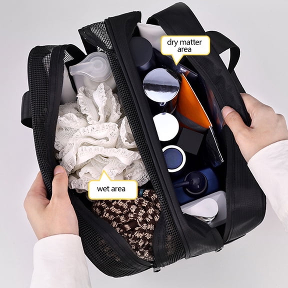 Bxaolu Toiletry Bag for Men, Extra Large Water-resistant Bag with Double Side Full Open Design, Shaving Bag for Toiletries and Shaving Accessories for Long Travel, Black