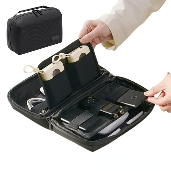 Bxaolu Travel Cable Organizer Pouch Electronic Accessories Carry Case Portable Waterproof All-in-One Storage Bag for Cord, Charger, Phone, Earphone, Black