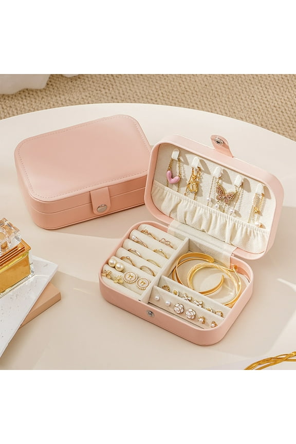 Travel Jewelry Box, PU Leather Small Jewelry Organizer for Women Girls, Portable Mini Travel Case Display Storage Holder Boxes for Stud Earrings, Rings, Necklaces, Bracelets