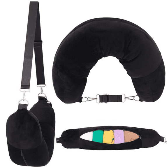 Bxaolu Travel Pillow for Extra Luggage: Stuffable Neck Pillow with Adjustable Neck Size | Travel Essentials | Transformable Carry-On Solution | U-Shaped Soft Velvet Cover