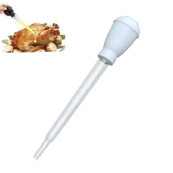 Bxaolu Turkey Baster - Premium Baster Tool for Cooking - Easy to Use and Clean - Powerful Bulb Baster - Dishwasher Safe - Flavor Meat Poultry, Beef, Chicken(1Pack, White)
