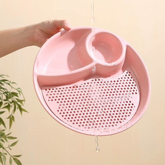 Bxaolu Unbreakable Divided Plates,3 Compartment Plates, Reusable Plastic Plates, Divided Serving Dishes for Home and Restaurant, 10", Pink