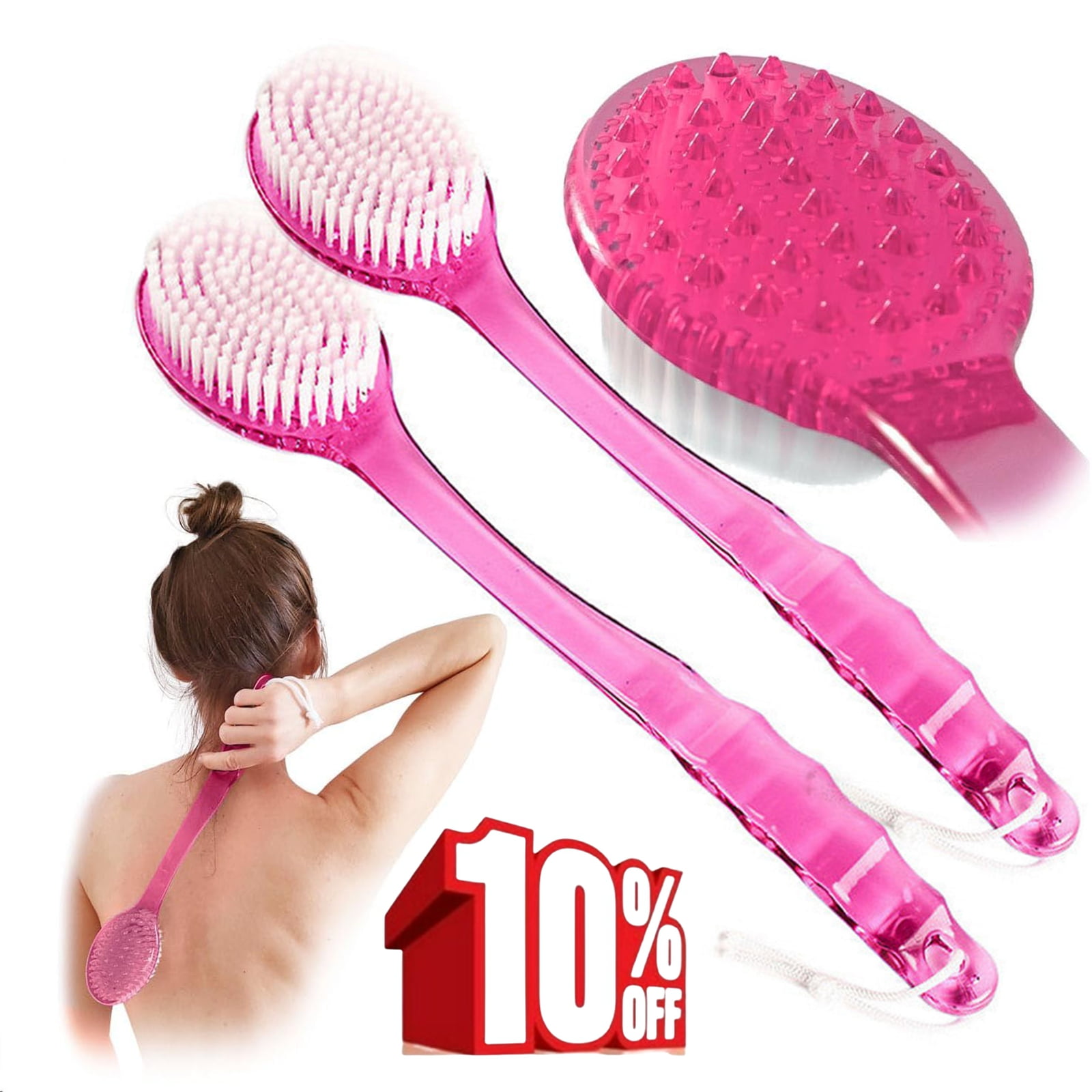 Bxaolu Under 10$ 2-Pack Bath Body Brush - Long Handle Back Shower Brush ...