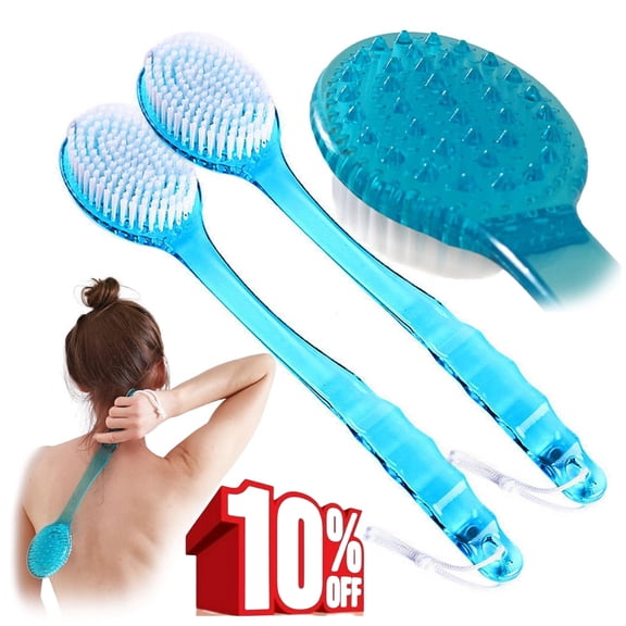 Bxaolu Under 10$ 2-Pack Bath Body Brush - Long Handle Back Shower Brush Exfoliating Back, Body, and Feet Scrubber