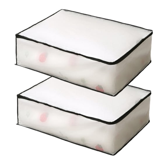 Bxaolu Under Bed Storage Containers, Storage Bins With Lids, Clothes Organizers for Blanket, Pillows, Shoes, White, 2 Pack, 24L