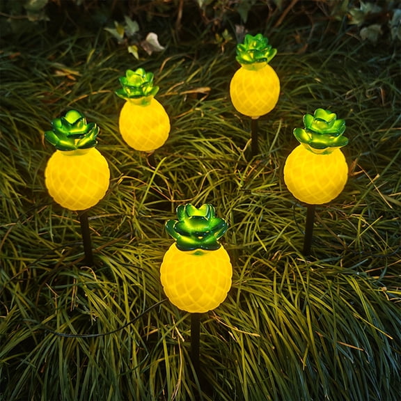 Bxaolu Upgraded Outdoor Solar Garden Pineapple Lights(5 Mushrooms Lamps), 8 Modes Outside Waterproof Solar Powered Christmas Lights Decoration, Yard, Lawn, Pathway (Multi-Colored)