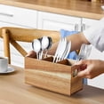 thumbnail image 1 of Bxaolu Utensil Caddy, Silverware Caddy for Party, Wood Silverware Holder, Silverware Organizer Countertop, Cutlery Storage Containers for Kitchen Table, 9" x 3.5" x 4.5", 1 of 6