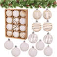 thumbnail image 1 of Bxaolu Velvet Christmas Ornaments Set, 12PCS Flocked Shatterproof Hanging Xmas Tree Ball Decorations, Home Party Holiday Valentines Day Decor (White, 2.36"), 1 of 7