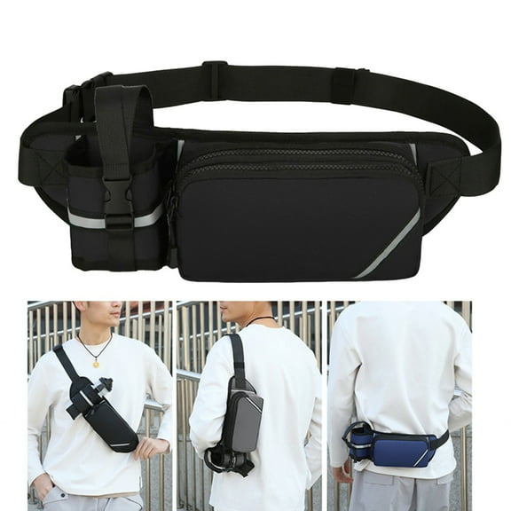 Bxaolu Waist Bag: Waist Pack for Women Men with Water Bottle Holder Hiking Bag for Running Walking DogWalking Travel Cycling, Black