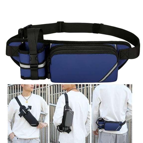 Bxaolu Waist Bag: Waist Pack for Women Men with Water Bottle Holder Hiking Bag for Running Walking DogWalking Travel Cycling, Blue