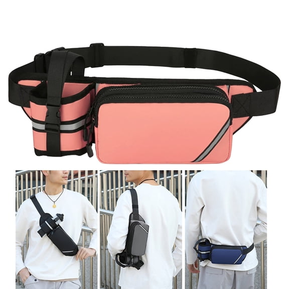 Bxaolu Waist Bag: Waist Pack for Women Men with Water Bottle Holder Hiking Bag for Running Walking DogWalking Travel Cycling, Pink