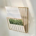 thumbnail image 1 of Bxaolu Wall File Holder, Iron Hanging Newspaper File Organizer for A4 Letter Size Paper, Wall Mount Paperwork Basket for Office, Home, 10.2" x 9.8", Gold, 1 of 8