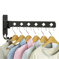 Bxaolu Wall Mounted Clothes Hanger Rack Folding Wall Mounted Clothes Hanger for Laundry with Swing Arm Space Saving Closet Storage Organizer Coat Hook for Bathroom Bedroom Black 1-Pack