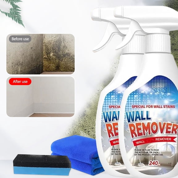 Bxaolu Wall Stain Cleanier Spray,Wall Cleaner Spray, All Purpose Cleaner Spray for Tiles, Walls, Ceiling, Deck, Wood, Brick, Showers, Kitchen, Sink, Grout, 240ml, 2-Pack