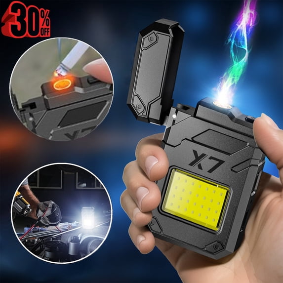 Bxaolu Waterproof Lighter 3 Modes of Flashlight Windproof Lighter Multi Functional Electric Rechargeable Lighter, Black