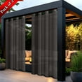 thumbnail image 1 of Bxaolu Waterproof Outdoor Sheer Curtains for Patio - 2 Panels - Grommet Outside Curtains for Porch, Pergola, Cabana, Indoor Voile Sheer Curtain for Living Room, 52W x 72L inch, Black, 1 of 9