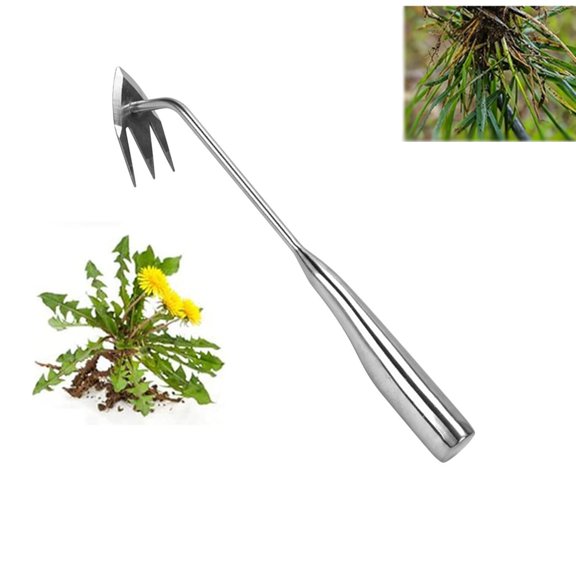 Bxaolu Weed Puller Tool, Garden Stainless Steel Weeder Tool Hand Weeder Tool, Multi-Purpose Weed Remover Tool Weeding Tools for Gardening(Steel Handle)
