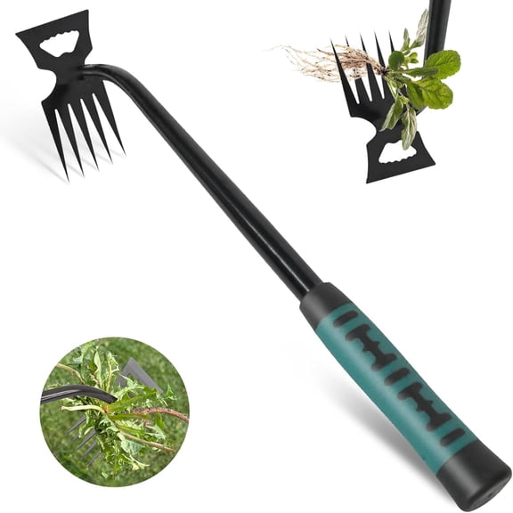 Bxaolu Weeding Artifact Uprooting Weeding Tool, 5 Teeth Multifunctional Hand Weeder Tool, Portable Garden Weed Tools with Rubber Handle, Weed Remover Tool for Backyard&nbsp;, Garden