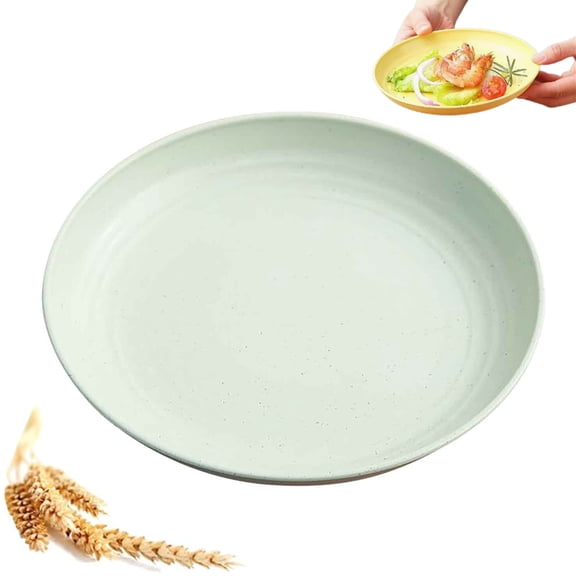 Bxaolu Wheat Straw Dinner Plates - 6.9 Inch - Unbreakable, Dishwasher & Microwave Safe - Deep Edge for Kitchen & Camping (1Pack-Green)