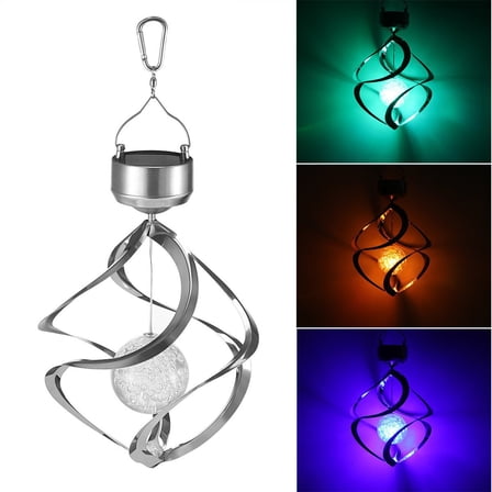 Bxaolu Wind Chimes - Solar Pendant Light Wind Spinners Solar Wind Chime with 7 Colors Changing Solar Lights Wind Bling Crystal Ball Light LED Light Decoration