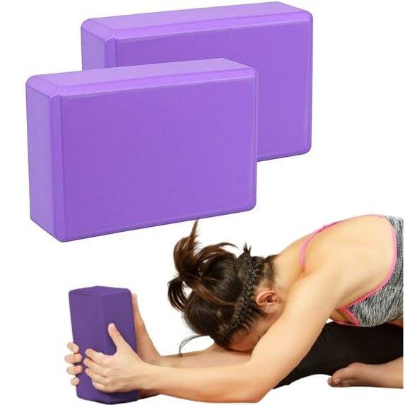 Bxaolu Yoga Blocks 2 Pack, Gym Blocks, Exercise Workout Fitness Bricks, Pilates Stretch Handstand Non-Slip, Purple
