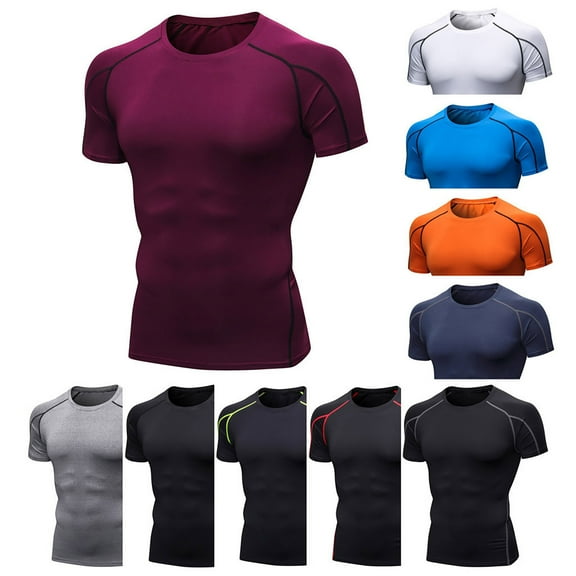 Bxingoha Mens T-Shirts Short Sleeve Shirts Moisture Wicking Active Crew Neck Tee Athletic Quick Dry Shirt Black,L