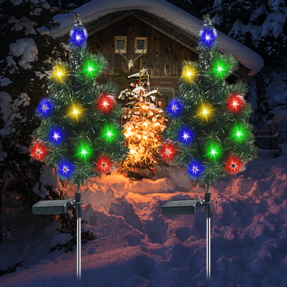 Bxingsfty Solar Christmas Tree Light 400mah Tree Lawn Lamp Outdoor
