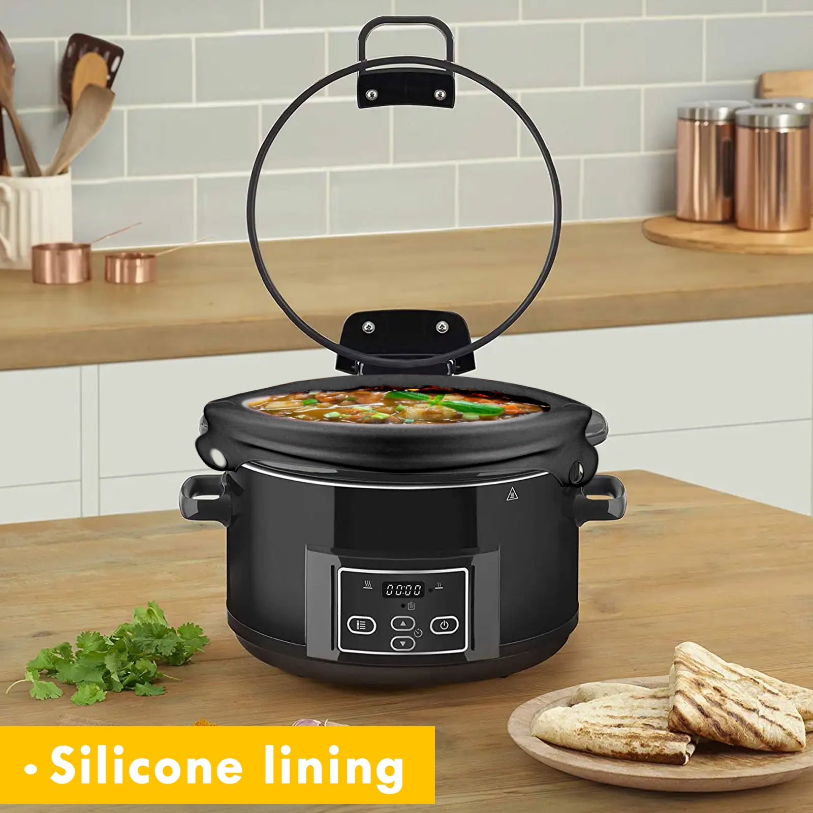 Bxingsftys 1/2pcs Silicone Slow Cooker Liner Bag for 6QT 8QT Crockpot