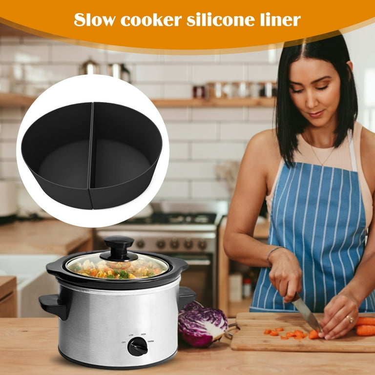 2Pcs Slow Cooker Divider Liner for 6 QT Pot Reusable Silicone