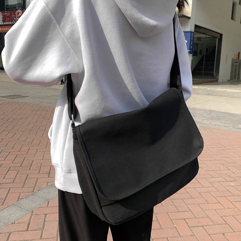 Upcycled Canvas Tote Messenger Shoulder Bag