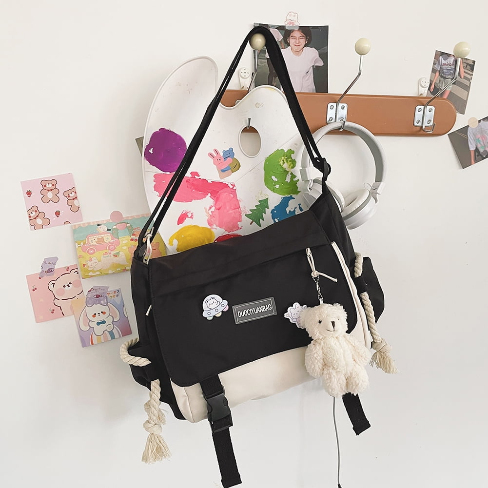 Kawaii Backpack with Cute Plush Accessories Simple Modern Backpack Big  Capacity Backpack Lightweight Handbag Messenger Bag