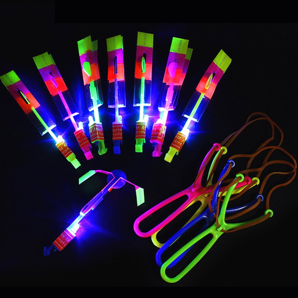 Bxingsftys LED Light Slingshot Helicopter Toy Plastic 15pcs Battery