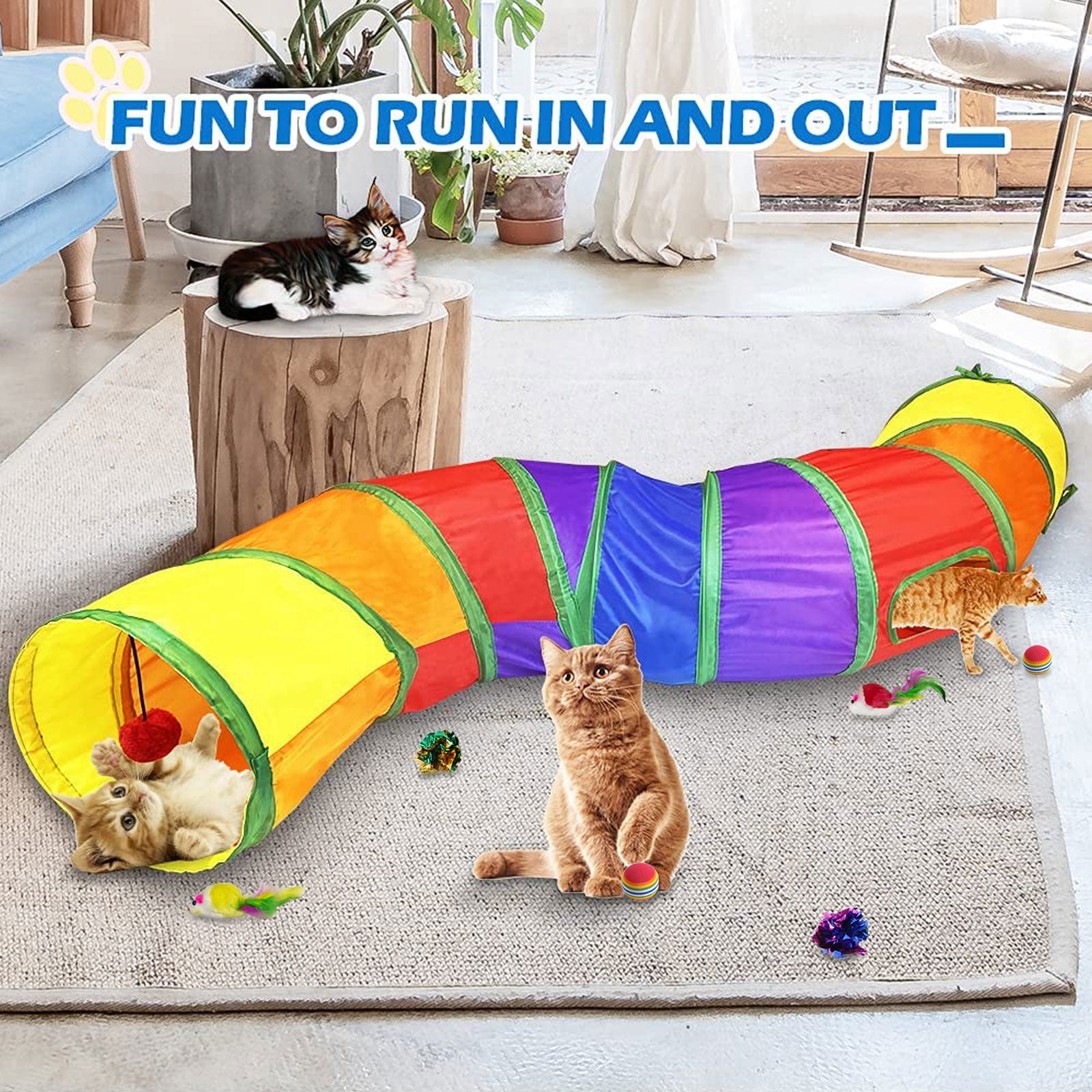 Bxingsftys Rainbow Cat Toy Tunnels Gifts Foldable Cats Hideout Tunnels