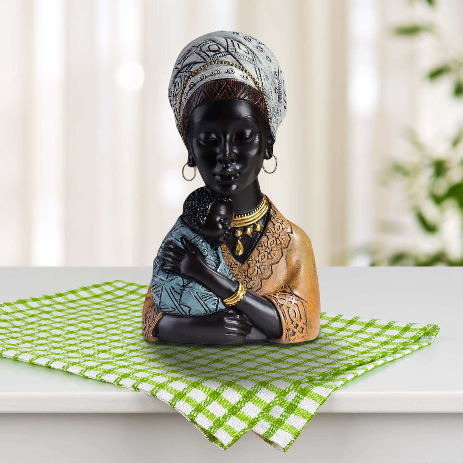 Bxingsftys Resin African Black Women Statue Ornaments Tribal Female