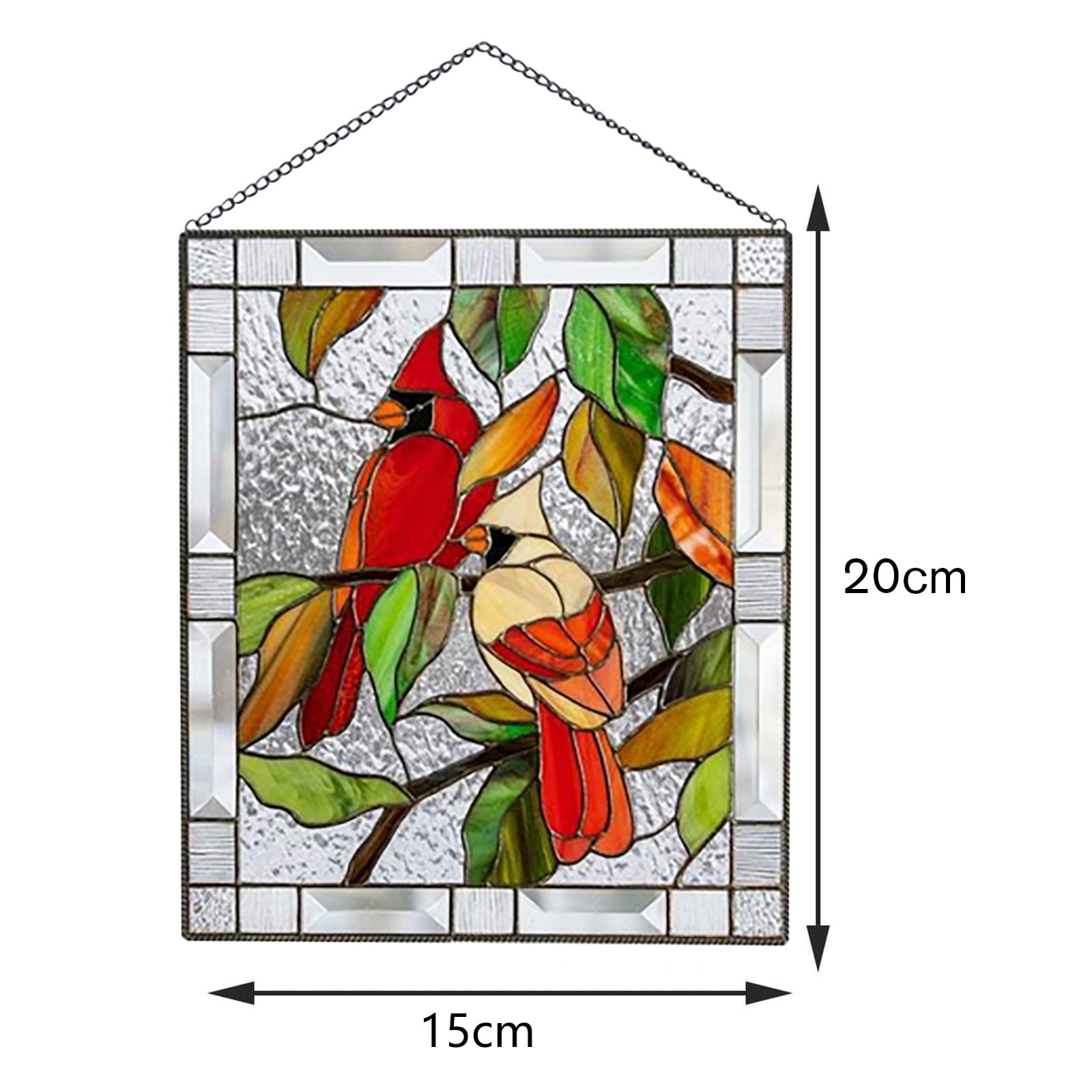 Bxingsftys Stained Glass Birds Panel Window Hanger for Garden Outdoor