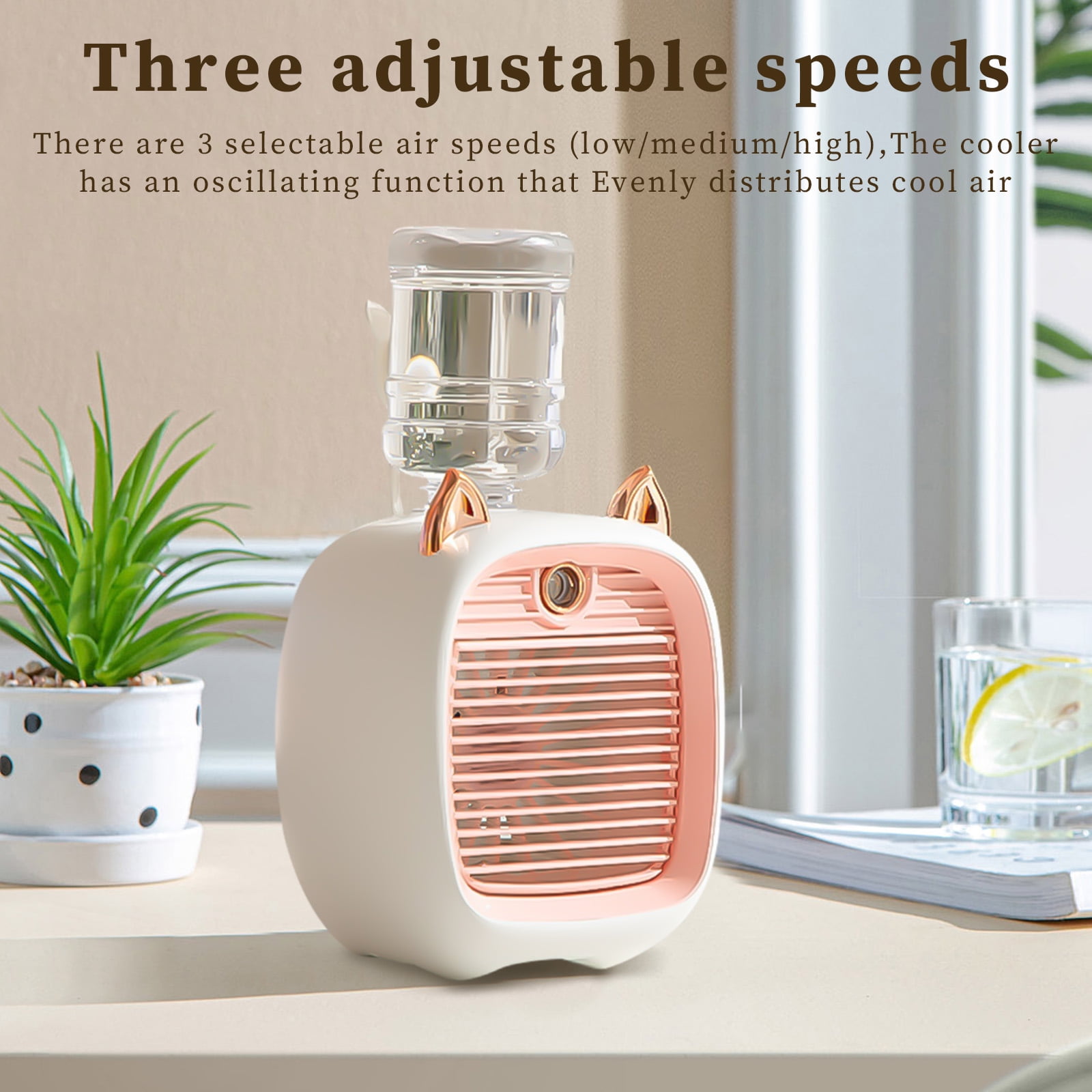 Bxingsftys USB Mini Water Cooling Fan 2400mAh 2 Spray Modes 3gear Wind