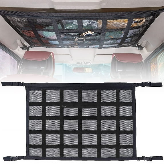 Bxmavoj Car Ceiling Cargo Net Strong Load-Bearing Mesh Car Roof Storage Organizer Large Capacity Space Saving Car Ceiling Net Storage Bag Car Interior Accessories for SUV Truck Van