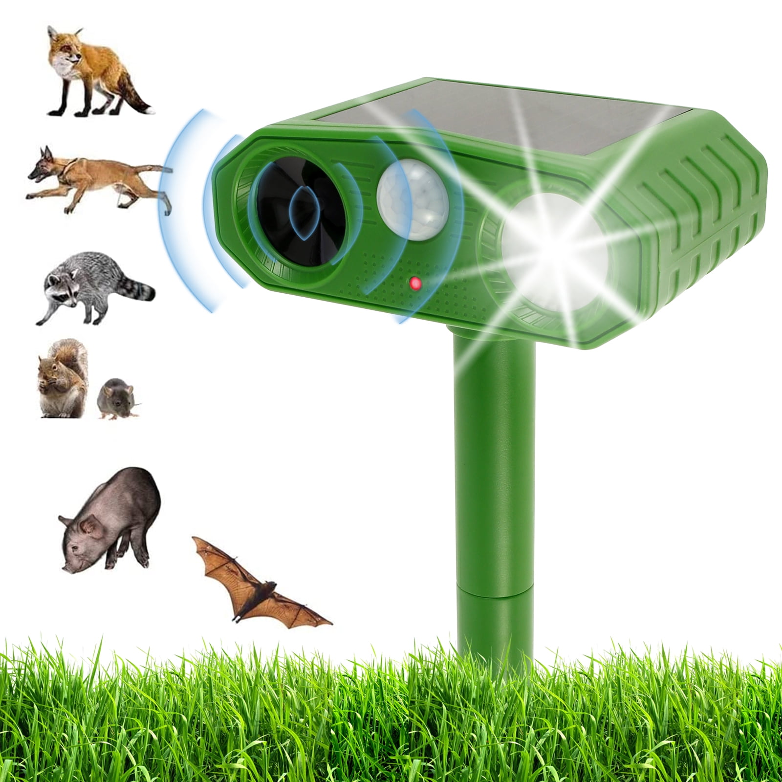 Bxmavoj Solar Powered Ultrasonic Animal Repeller 1200mAh Rechargeable