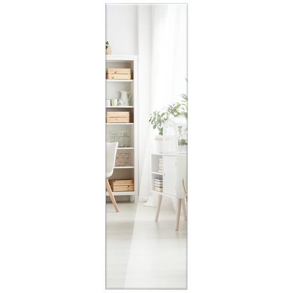 Bxrc Frameless Wall Mirror, Full Length Rectangle Mirror with Beveled Edge, Wall Mounted Dressing Mirror for Living Room, Bedroom, Vanity Room, Silver