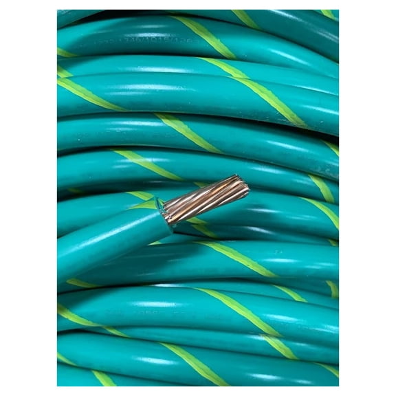 Bxrc MTW 6 AWG GAUGE GREEN/YELLOW STRIPE STRANDED COPPER SGT PRIMARY POWER WIRE 25 FT