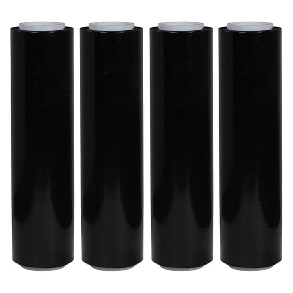 Bxrc Shrink Wrap 4000 ft. x 18", 25.2 LBS Total, Stretch Film Plastic Wrap, Industrial Strength Hand Stretch Wrap, 18"x 1,000 ft. Per Roll, 80 Gauge Shrink Film/Pallet Wrap, Black, 4 Piece