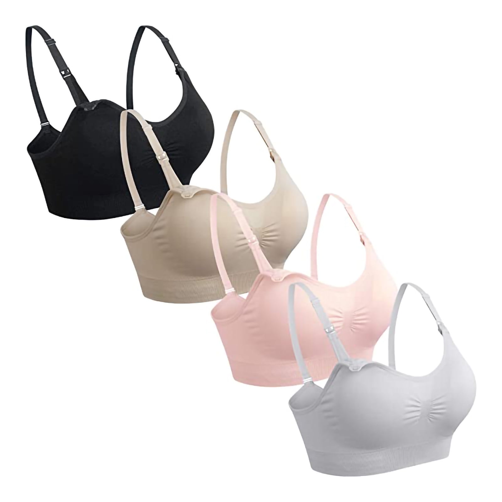 Bxsruta 4 Pieces Sports Bra for Women V Neck Padded Bralette Cami Bra Wireless Tank Top Bra with