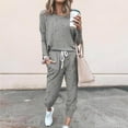 thumbnail image 1 of Bxsruta Athletic Sets for Women, Women's Crew Neck Pullover and Relaxed Pants Set, Lightweight Activewear, 1 of 6