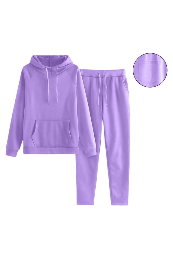 Athletic Sets for Women, Women's Hooded Tracksuit Set with Long Pants and Pockets, Loose Casual Sportswear Outfit