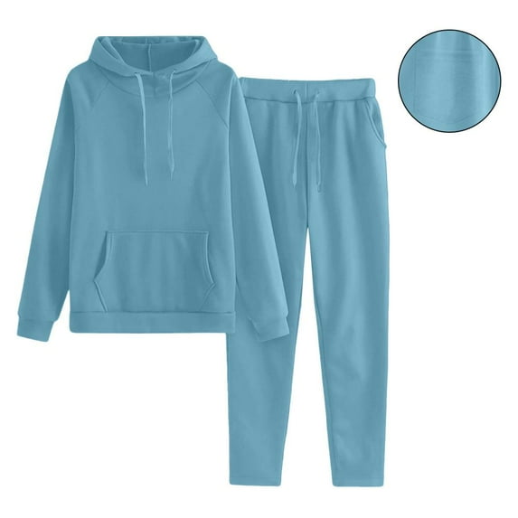 Bxsruta Athletic Sets for Women, Women's Hooded Tracksuit Set with Long Pants and Pockets, Loose Casual Sportswear Outfit